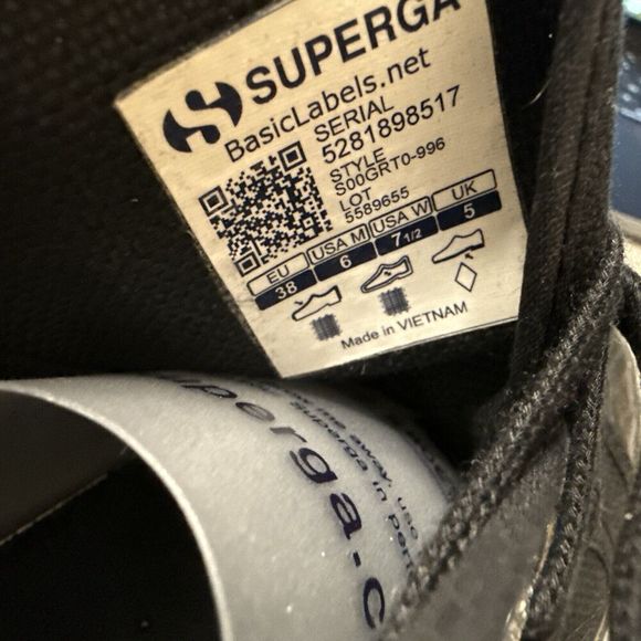 Superga Women's 7.5 Men 6  Stripe Sneaker Full Black 2630 - Picture 5 of 11